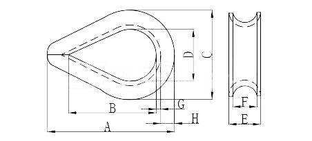 Standard Duty Stainless Steel Thimbles For Extra Heavy Wire Rope Fittings G-414