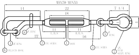 Heavy Duty Stainless Steel Metric Decklashing Turnbuckles US Type Processing