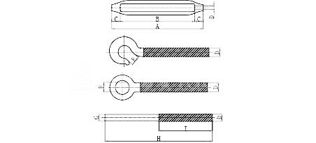 JAPAN TYPE Heavy Industry Stainless Steel Frame Turnbuckles With Eye And Hook