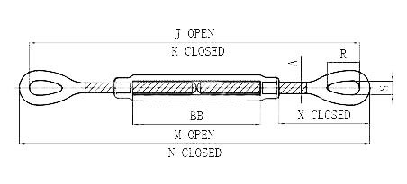 Rigging Hardware 'S Turnbuckles US Type Double Eye Stainless Steel
