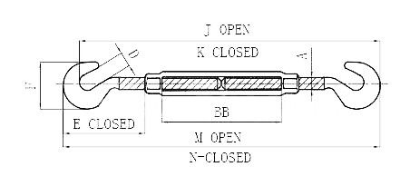 Heavy Duty US Type Stainless Steel Turnbuckles With Double Hook High Polished